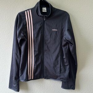 Adidas Women's Grey Triple Pink Stripe Jacket Size Large EUC